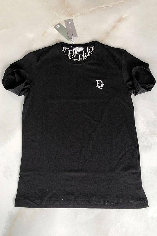 Чёрная мужская футболка Dior embroidered logo