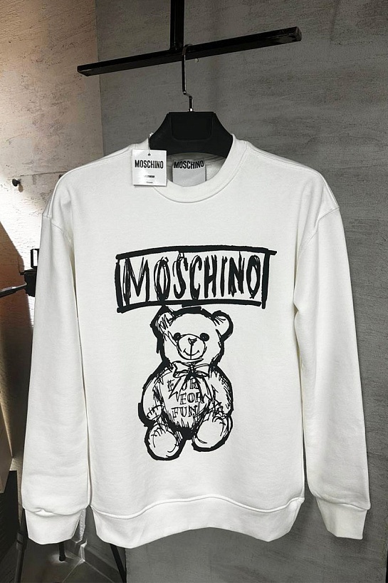 Мужской белый свитшот Moschino Teddy Bear