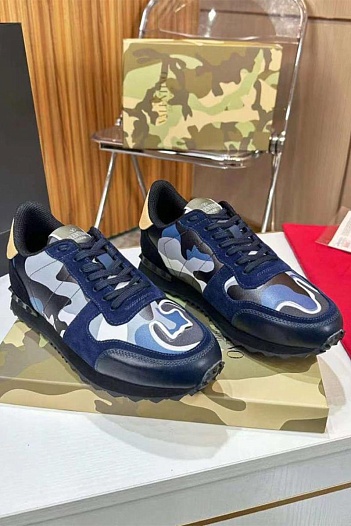 Комбинированные кроссовки Valentino Rockrunner - Navy   