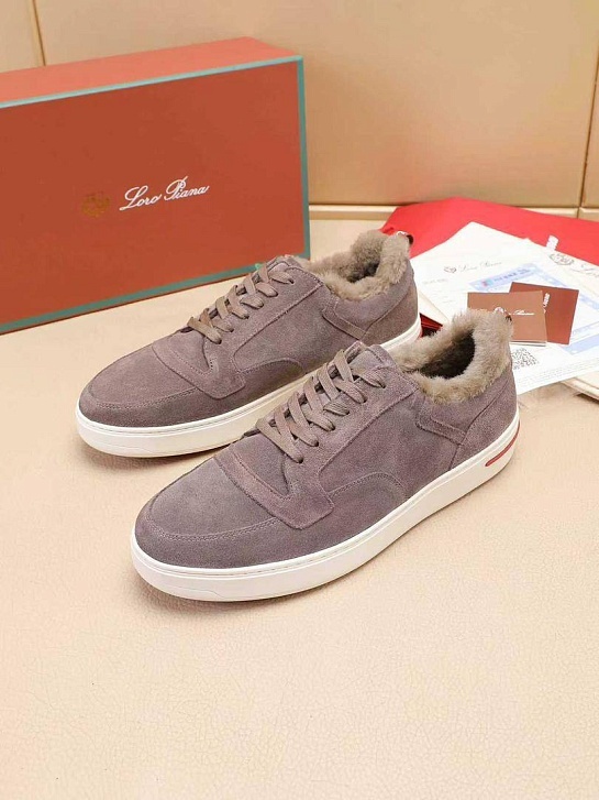 Кроссовки с мехом Loro Piana Newport Walk - Beige