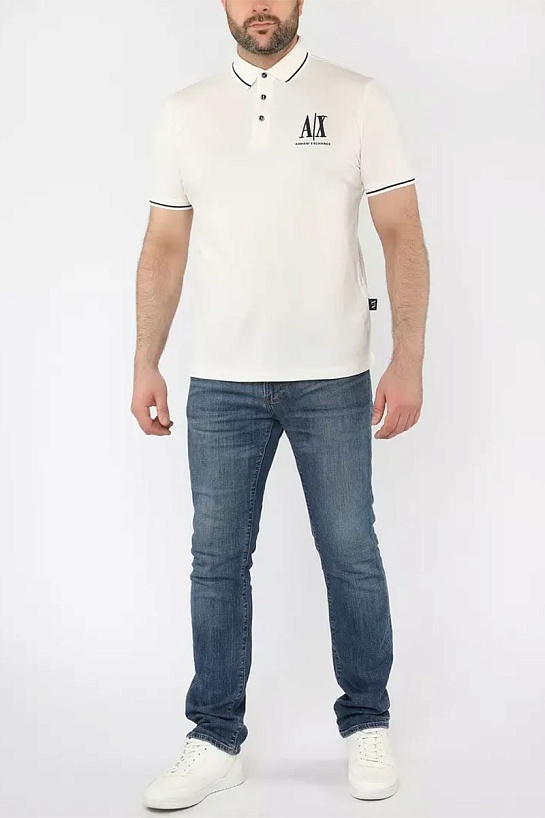 Белое поло Armani Exchange embroidered-logo