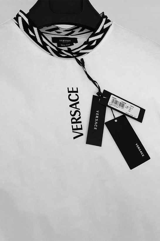 Белая мужская футболка Versace La Greca trim