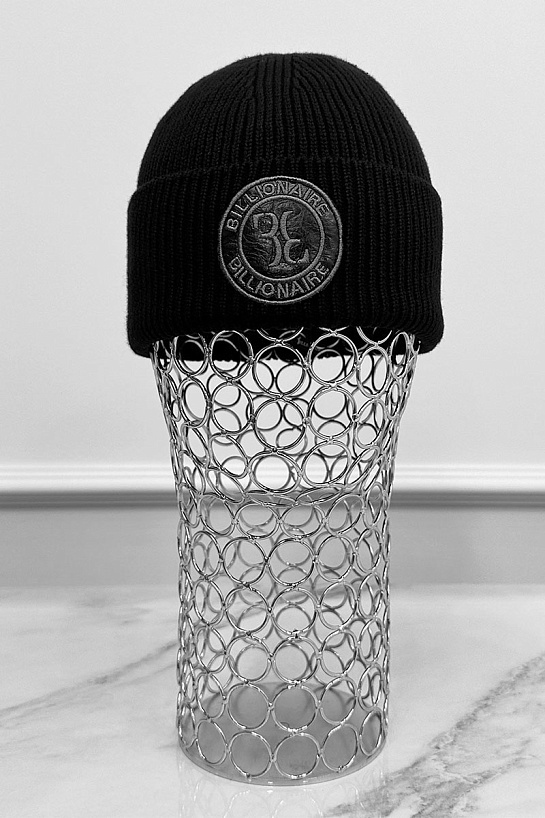 Мужская чёрная шапка Billionaire logo-patch