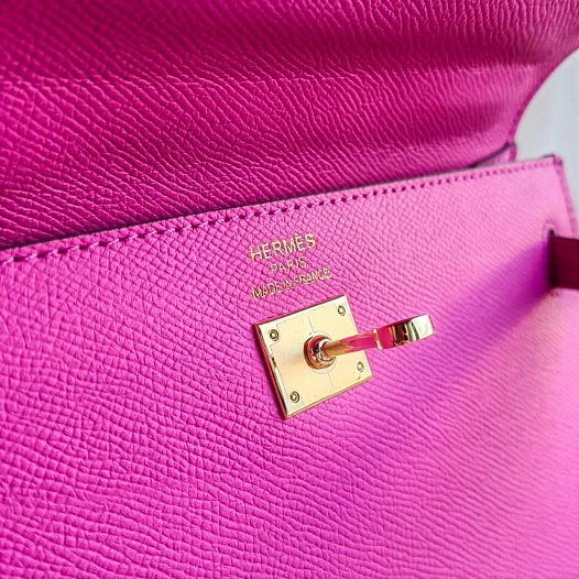 Женская кожаная сумка Hermes Kelley 25x20 см - Pink   