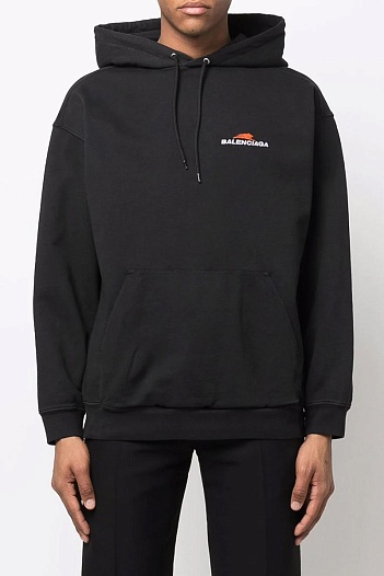 Чёрное худи Balenciaga Year Of The Tiger embroidered-logo   