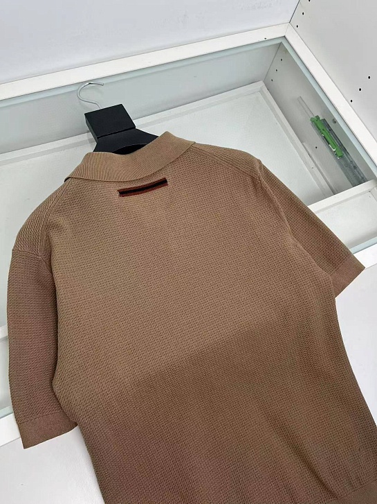 Мужское поло Zegna buttonless - Brown
