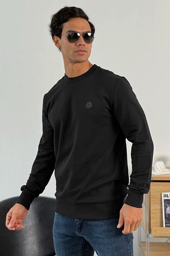 Мужской чёрный свитшот Moncler logo-print   