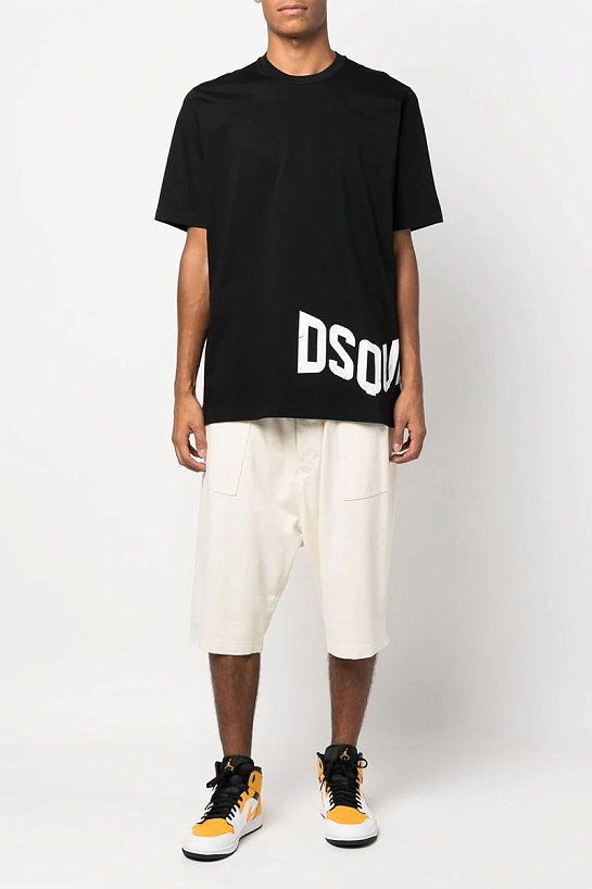 Мужская чёрная футболка Dsquared2 logo-print