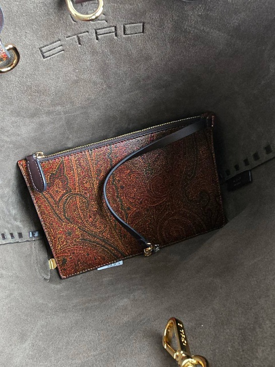 Кожаная сумка Etro с узором пейсли 30x26 см