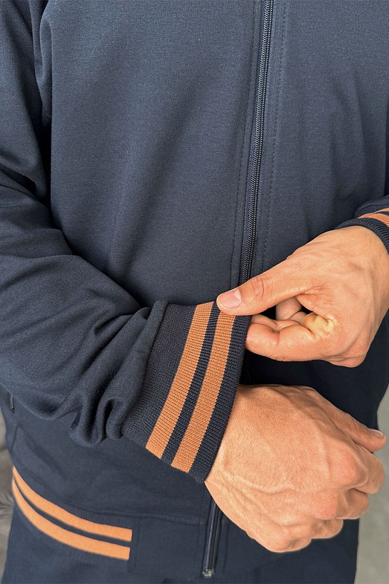 Кофта на молнии Zegna тёмно-синего цвета