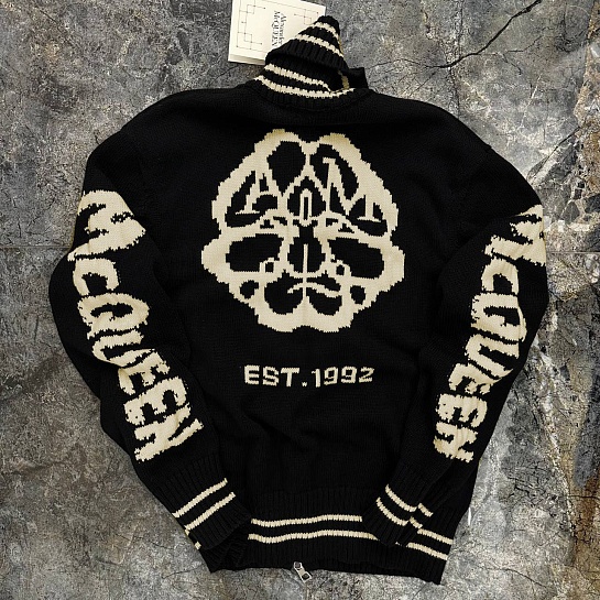 Мужской свитер на молнии Alexander McQueen чёрного цвета
