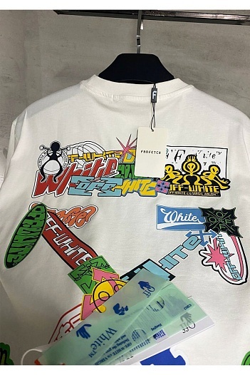 Белая оверсайз футболка Off-White logo-print   
