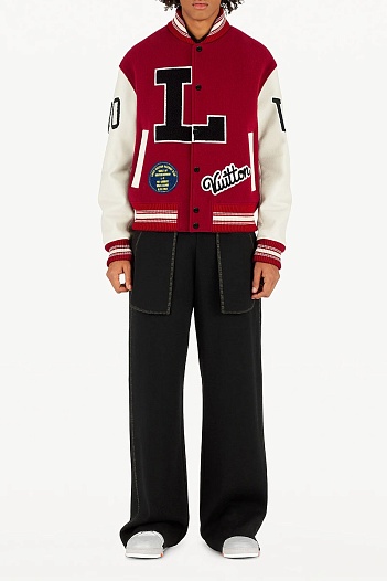 Мужской красный бомбер Louis Vuitton Baseball multi-patch   