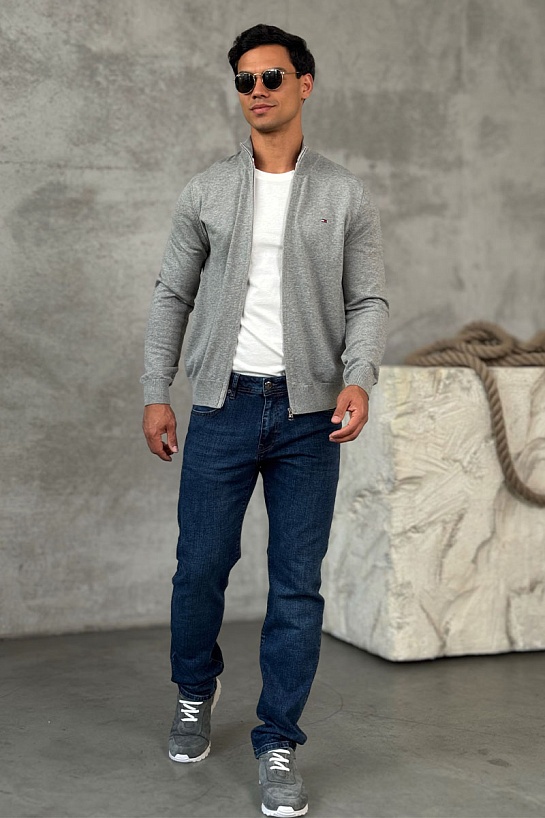 Кофта на молнии Tommy Hilfiger flag embroidery - Grey