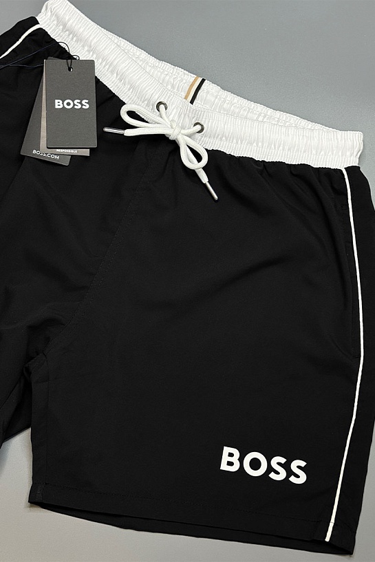 Мужские чёрные шорты Hugo Boss logo-print