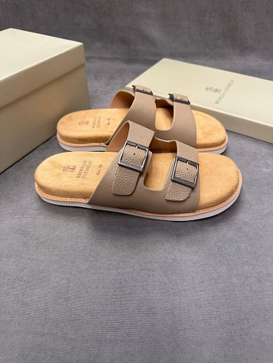 Кожаные шлёпанцы Brunello Cucinelli Urban - Beige   