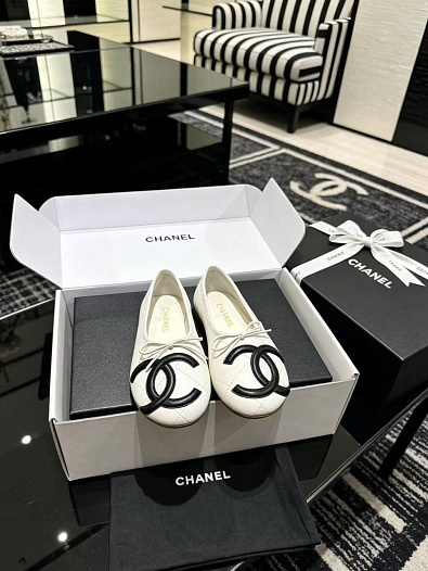 Женские кожаные балетки Chanel Ballerines premium   