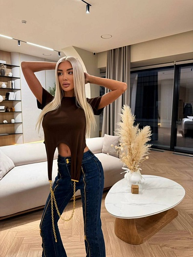 Женская базовая футболка Schiaparelli premium - Brown   