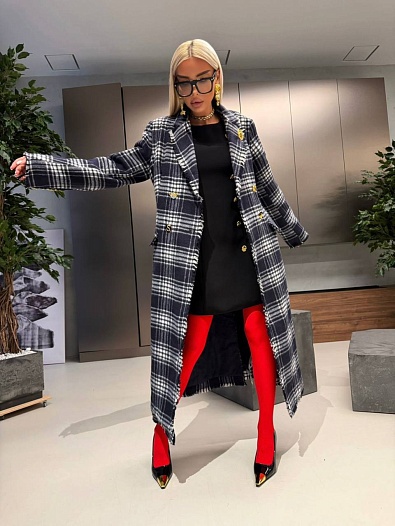 Женское пальто в клетку Schiaparelli premium   