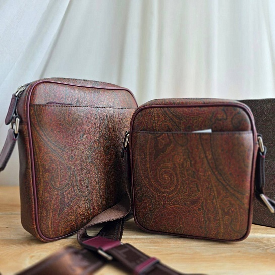Кожаная сумка Etro с узором пейсли 18x20 см