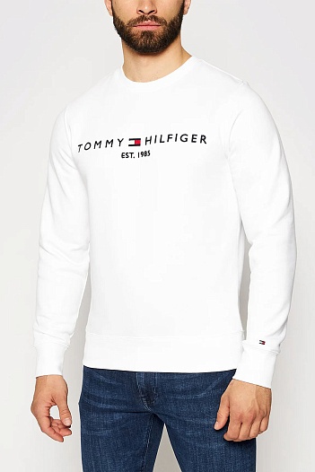 Свитшот белого цвета Tommy Hilfiger logo-embroidered   