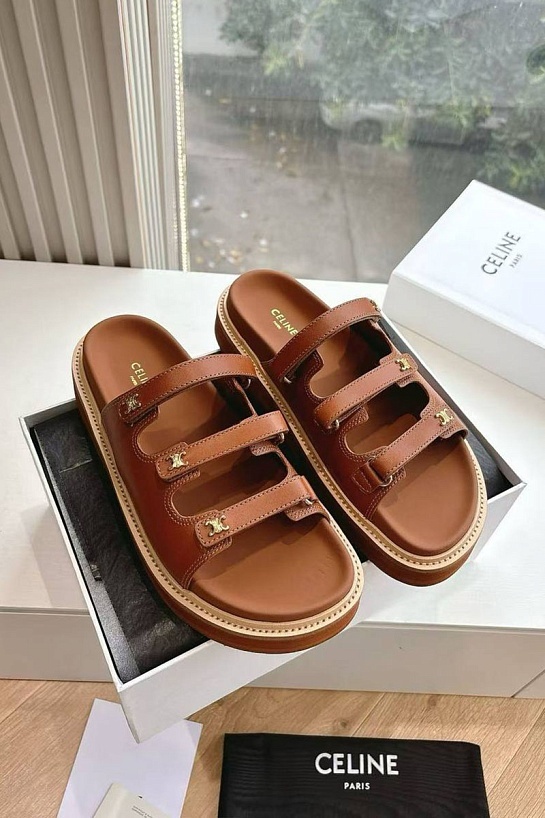 Женские шлёпанцы Celine Premium - Brown