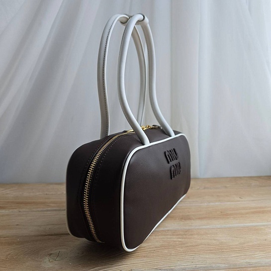 Кожаная сумка тоут MIU MIU Beau 29x14 см - Brown
