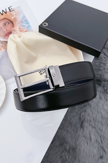 Двусторонний кожаный ремень Montblanc Premium (ширина 3.4 см)   