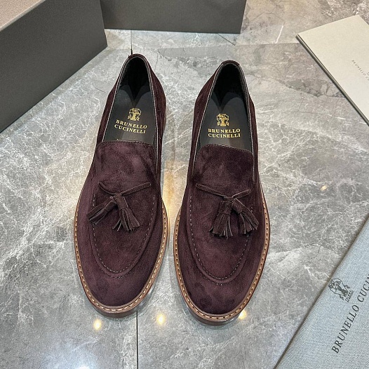 Замшевые лоферы Brunello Cucinelli tassels - Burgundy   