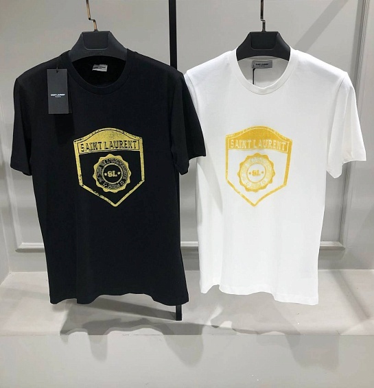 Мужская чёрная футболка Saint Laurent Paris logo-print