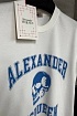 Мужская белая футболка Alexander McQueen Skull blue logo-print