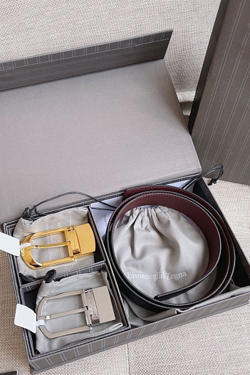 Двусторонний кожаный ремень Zegna Premium (ширина 3.5 см)   