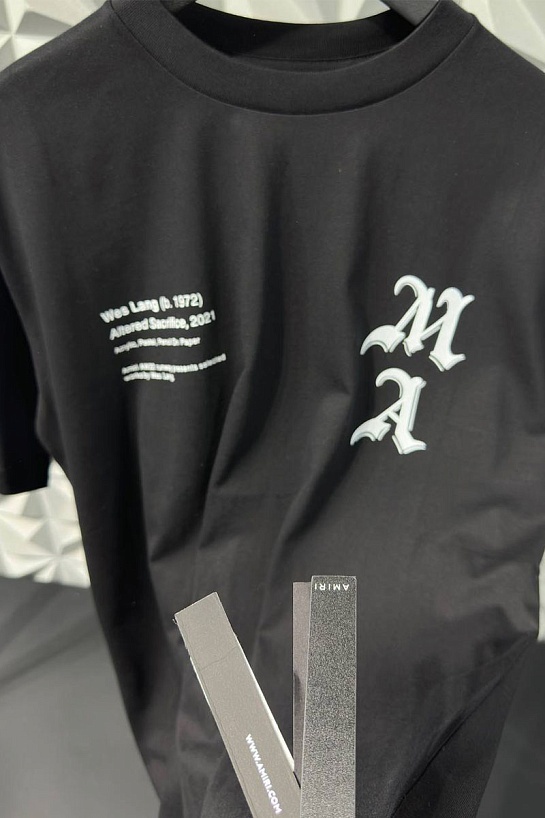 Чёрная оверсайз футболка Amiri x Wes Lang Checker Skull