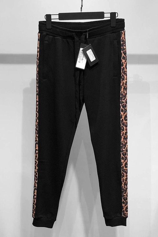 Мужские чёрные штаны Dolce&Gabbana "Leopard"