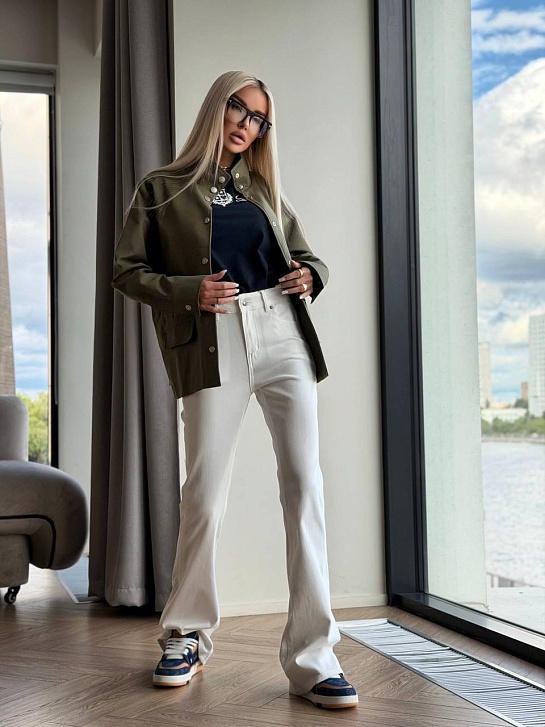 Белые женские джинсы клёш Loro Piana premium