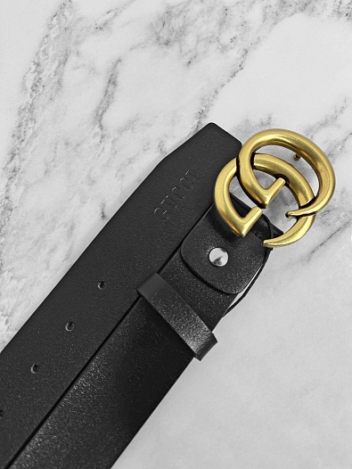 Мужской кожаный ремень Gucci Double G чёрного цвета   