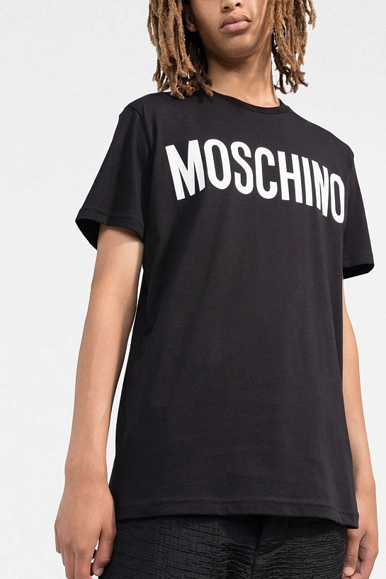 Черная оверсайз футболка Moschino logo-print