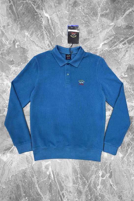 Синее поло с длинным рукавом Paul & Shark