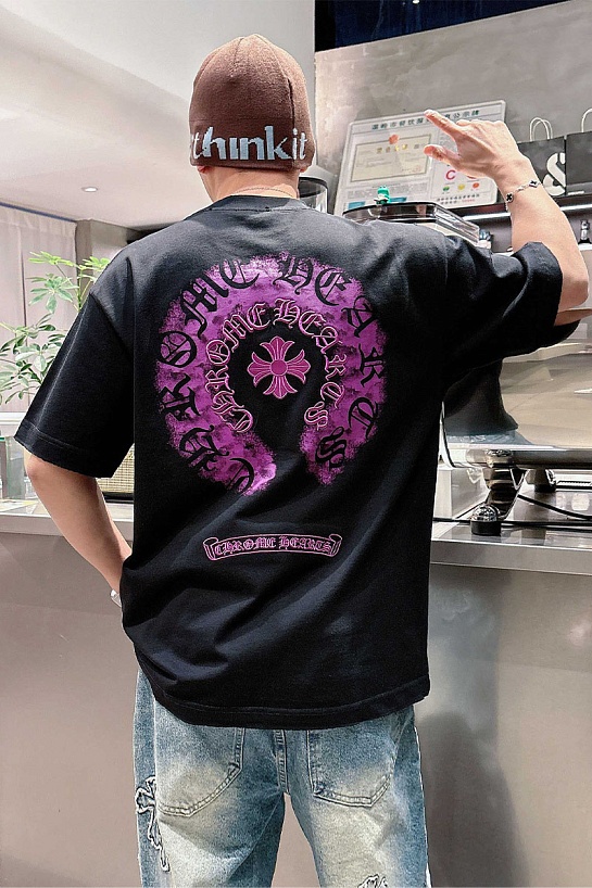 Чёрная оверсайз футболка Chrome Hearts premium