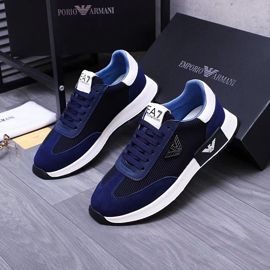 Мужские кроссовки Emporio Armani logo-plaque - Navy