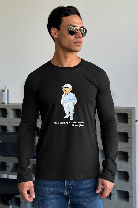 Мужской лонгслив Polo Ralph Lauren "Bear" - Black