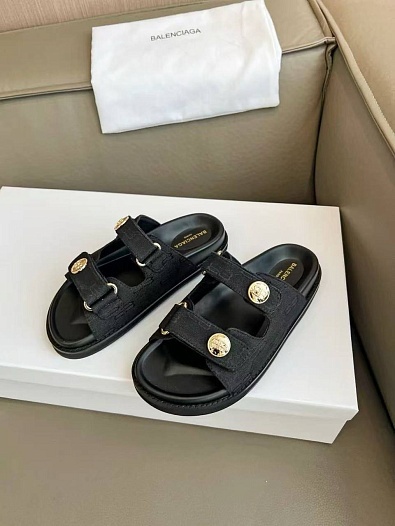 Женские шлёпанцы Balenciaga Jacquard Premium - Black   