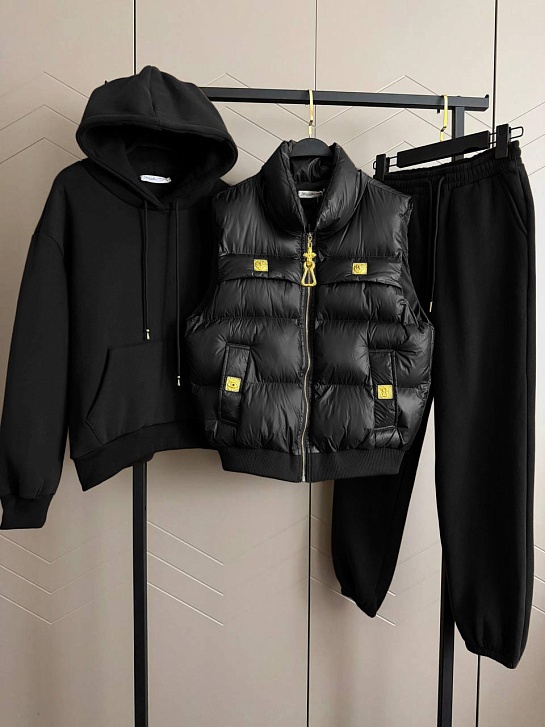 Женский костюм тройка на флисе Schiaparelli Premium - Black