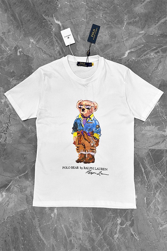 Мужская белая футболка Роlо Ralрh Lаurеn "Bear"