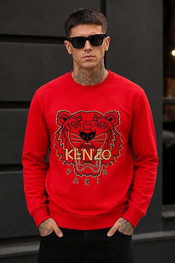 Красный мужской свитшот Kenzo Tiger Head embroidered   
