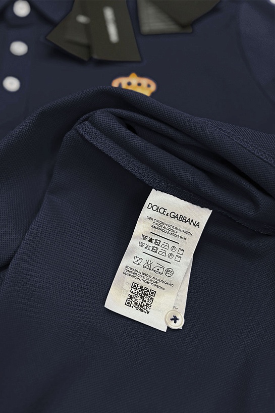 Классическое поло Dolce&Gabbana Bee & Crown - Navy