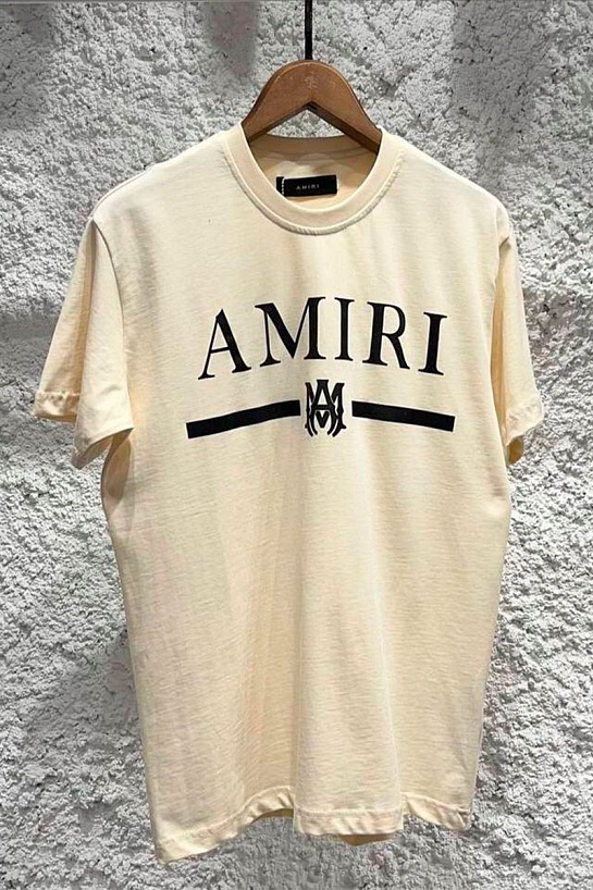 Бежевая мужская футболка Amiri MA bar