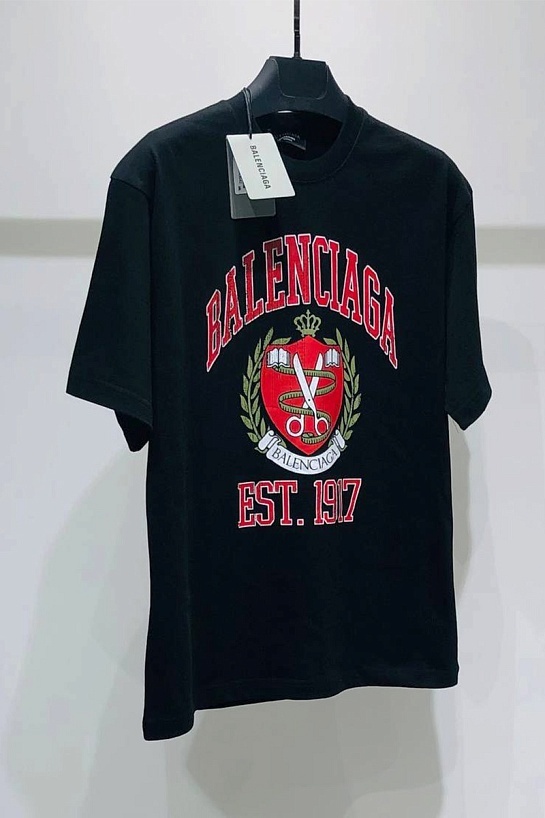Оверсайз футболка Balenciaga est.1917 - Black
