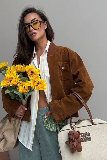 Женский вельветовый бомбер MIU MIU   