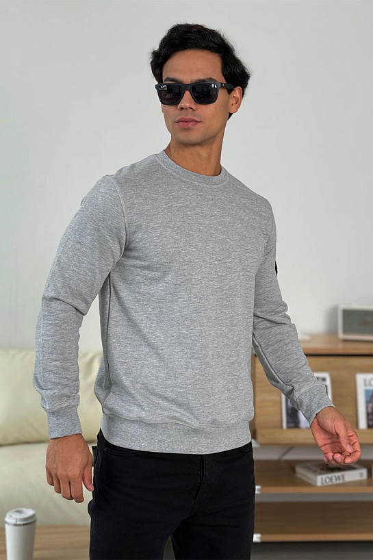 Мужской свитшот Stone Island серого цвета Compass-patch